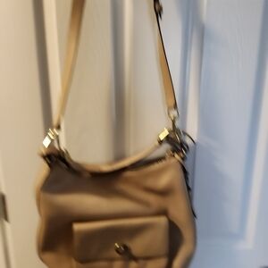 Coach Beige Shoulder Crossbody Bag with Front Pocket